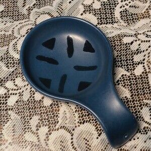 Vintage Treasure Craft Blue Ceramic Spoon Rest Abstract Chunky